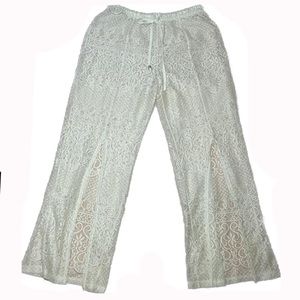 White Boho Wide Leg Crochet Pants🌞